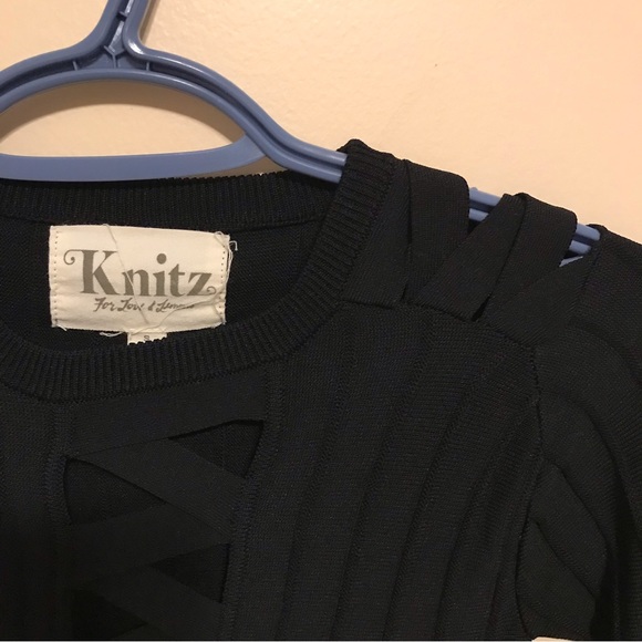 For Love & Lemons Knitz Simone Lace Up Bodysuit in Black Size Small - Picture 5 of 8